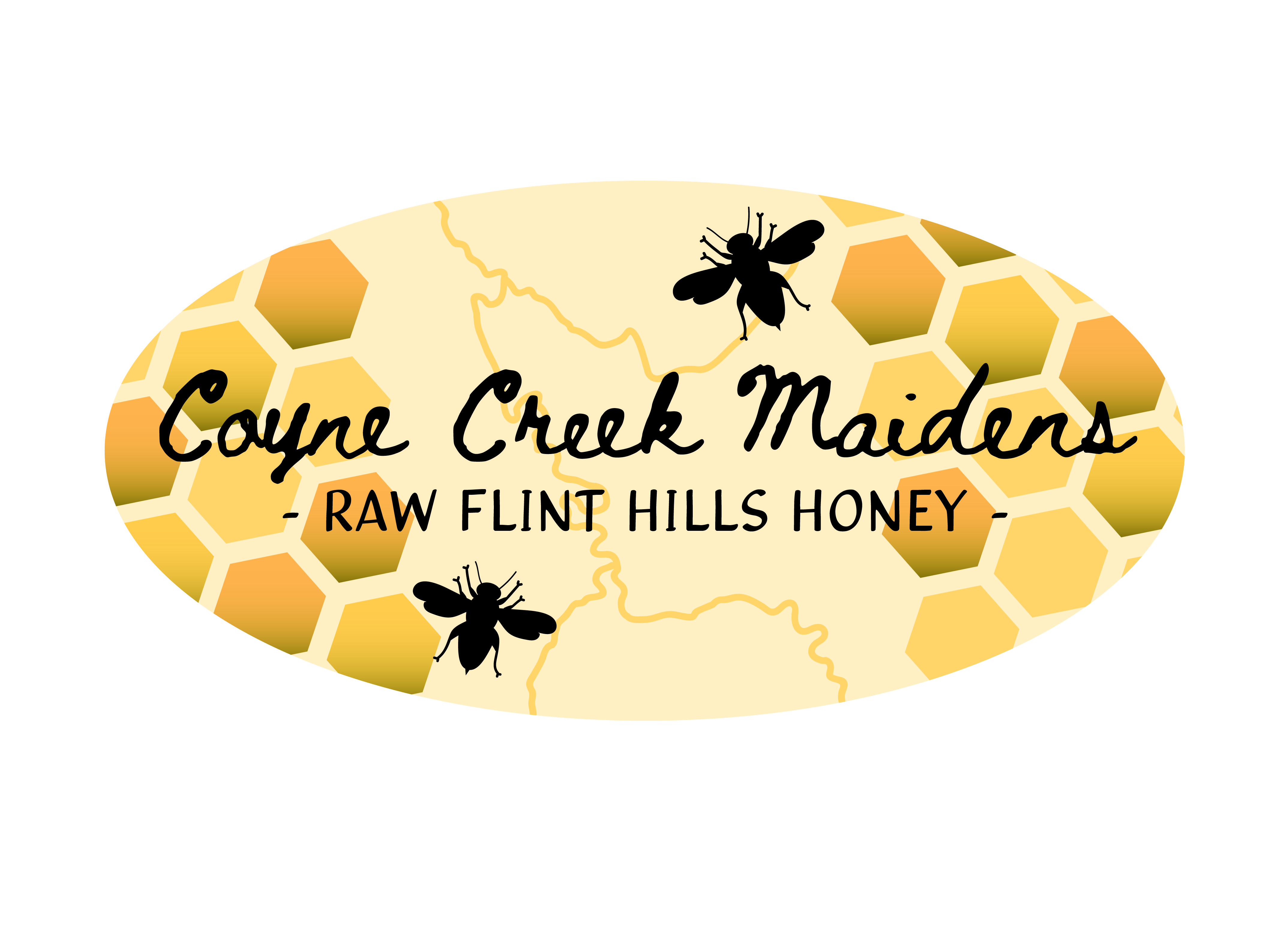 The oval-shaped label I designed for Coyne Creek Maidens honey